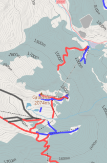 2D map with contour lines