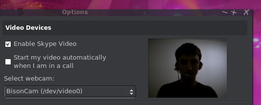 Nastavení videa v Linuxovém Skypu